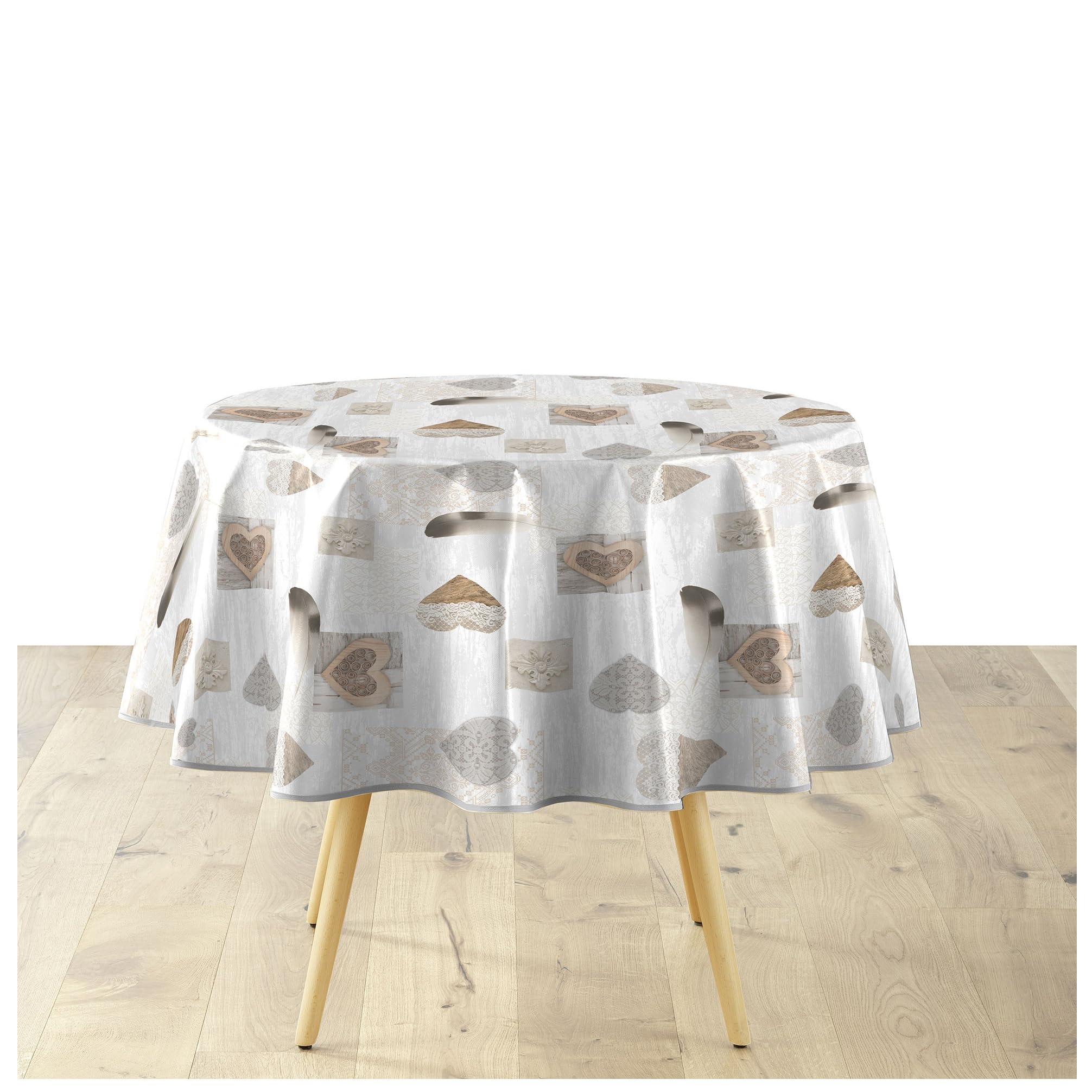 Douceur d'Intérieur, Tablecloth Round Diameter 160 cm Delicia, PVC Textilia
