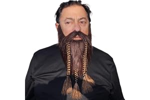 City Costume Wigs Realistic Self Adhesive Fake Viking Beard Professionally Pre-Styled Braided Beard - 6 Natural Colors