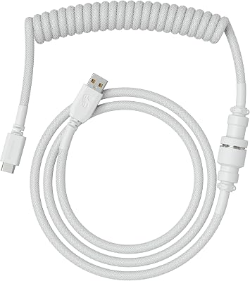 Premium Coiled Keyboard Cable, USB-C auf USB-A in Ghost Weiß