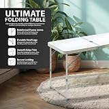 ZENO Folding Table 4FT 1.2M Aluminium Portable with Parasol Hole view 4