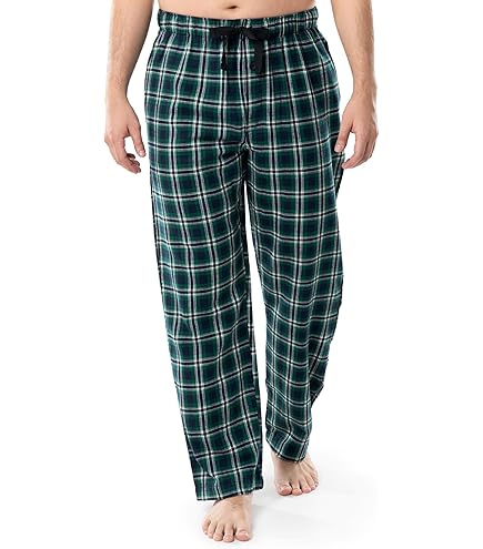 JINSHI Bas De De Pyjama Homme Long Pantalon D'hiver Chaud à Carreaux Coton Vêtements De Nuit Avec Braguette à Boutons 3 Pack XL