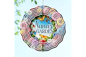FLAGWIX Christmas Garden Gifts for Grandma - Nana's Garden 3D Stainless Steel Metal Wind Spinners 12 in - Gardening Grandma Christmas Birthday Gifts for Women Nana Gigi, Grandmother Gift Ideas
