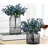 Mistari 10 Pack Artificial Flowers California Faux Blueberries Artificial Stems for Decorating Blueberry Picks Fruit Fake Silk Flowers Home Decorative Party Wedding (Blue)