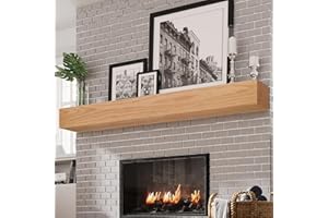 Weyderk Fireplace Mantel Shelf- 60 Inch Wood Mantel with Invisible Heavy Duty Wood Bracket - Wall Mounted Farmhouse Faux Fireplace Mantel for Over Fireplace - 60 Inch Floating Shelf, Oak