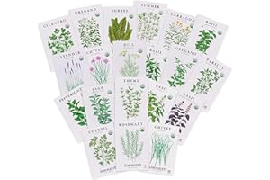 Sereniseed Certified Organic Herb Seeds (20-Pack) – Non GMO, Heirloom – Seed Starting Video – Basil, Cilantro, Oregano, Thyme, Parsley, Lavender, Chives, Sage, Dill Seeds for Indoor & Outdoor Planting