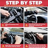 GADLANE Black T-Bar Steering Wheel Lock Car Security with 2 Keys view 4