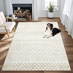 Area Rug 4x6 Geometric Rug: Washable Boho Moroccan