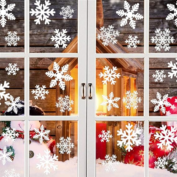YQHbe Xmas Window Snowflakes, 108 Christmas Window Decals Reusable