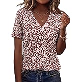 AKEWEI Womens Tops Short Sleeve Shirts for Women V Neck Business Casual Tunic Spring Fashion Clothes 2026