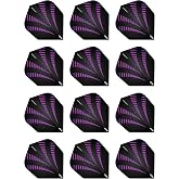 RED DRAGON Hardcore Radical Black &amp; Purple Burst Extra Thick Standard Dart Flights - 4 Sets Per Pack (12 Dart Flights in Total)