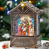Nativity with Star Musical Lighted Water Creche with Swirling Glitter, Christmas Snow Globe Adoration of The Magi Nativity Manger Scene, Holiday Decorations Gifts for Family, Children or Friends