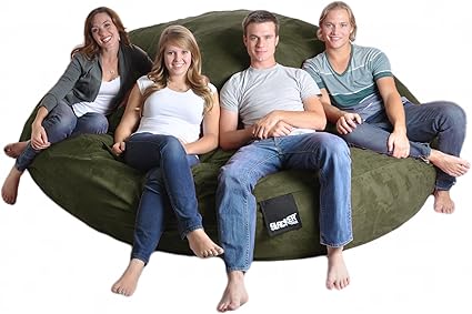 8 Feet Round Olive Green Xxl Foam Bean Bag Couch Microfiber Suede