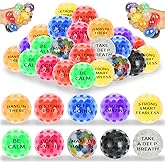 20 Pack Colorful Motivational Mini Stress Balls Set, Squishy Balls Fidget Toys for Adult, Squeeze Balls Bulk, Birthday Gifts Party Favors Goodie Bags Stuffer Anxiety Stress Relief