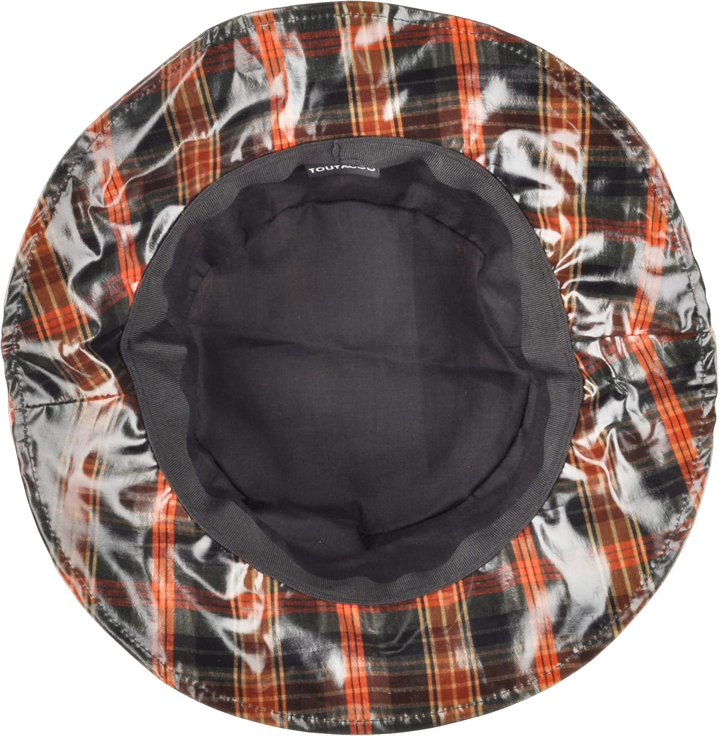 TOUTACOO, Waterproof Wax Style Checkered Bucket Rain Hat (Brown/Orange) at  Women’s Clothing store