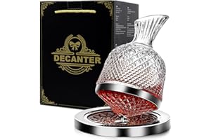 Red Wine Decanter 50oz/1500ml, YTHFGRT Wine Carafe Decanter Made of Lead-Free Crystal Glass, 360° Rotating Decanters for Whis