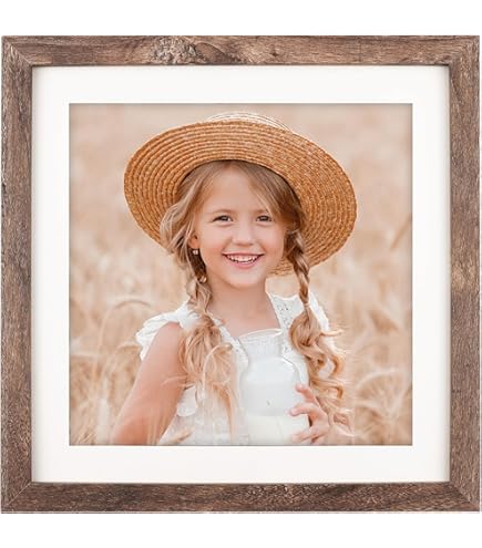TOFOREVO Lot De 2 Cadres Photo De 25,4 X 25,4 Cm En Grain De Bois Blanc Vieilli Pour Galerie Murale Ou Affichage Sur Table