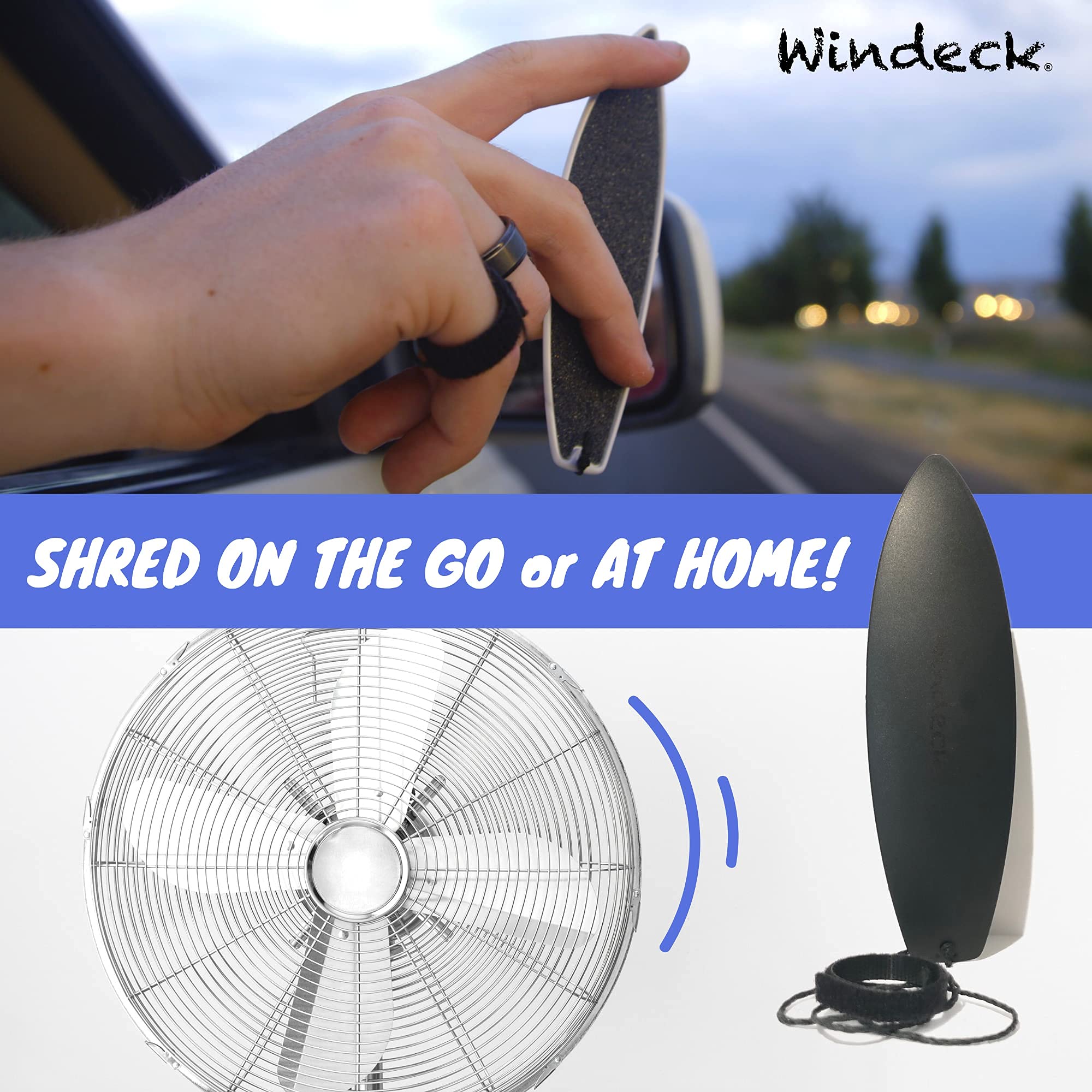 Windeck Finger Surfboard – White Slice Mini Finger Board Toy for Kids & Skaters | Air Surfboard Toy for Car Window Wind Tricks | Includes Grip Tape & Leash | Travel Gift for Surfers & Creative Play