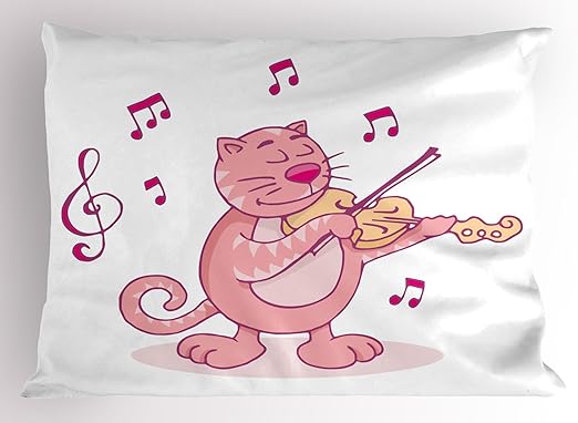 Amazon Com Lunarable Animal Pillow Sham Fat Cartoon Cat Playing