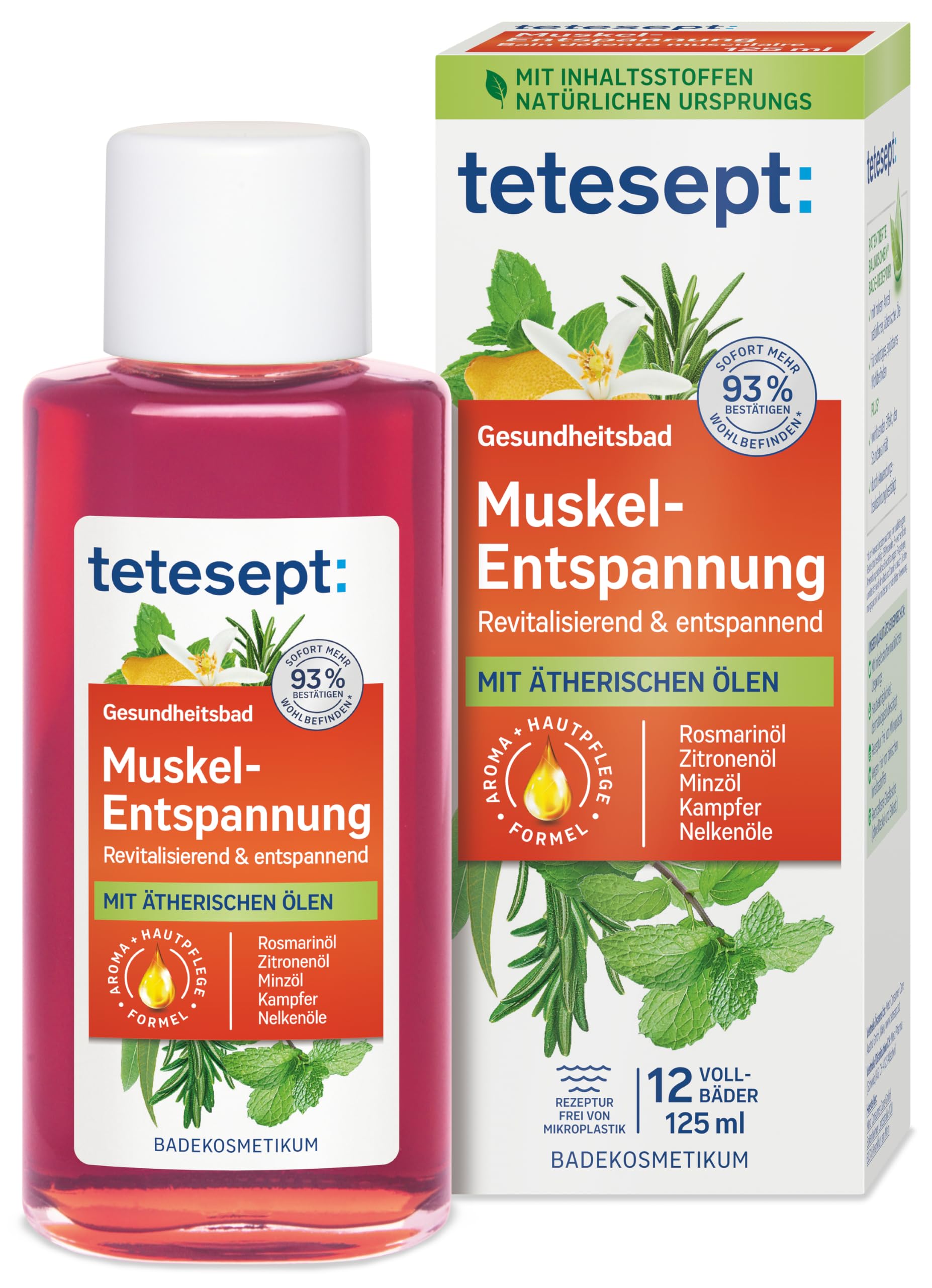 tetesept Muscle Relaxation - Revitalising and Soothing Health Bath with 4 Essential Oils, 125 ml