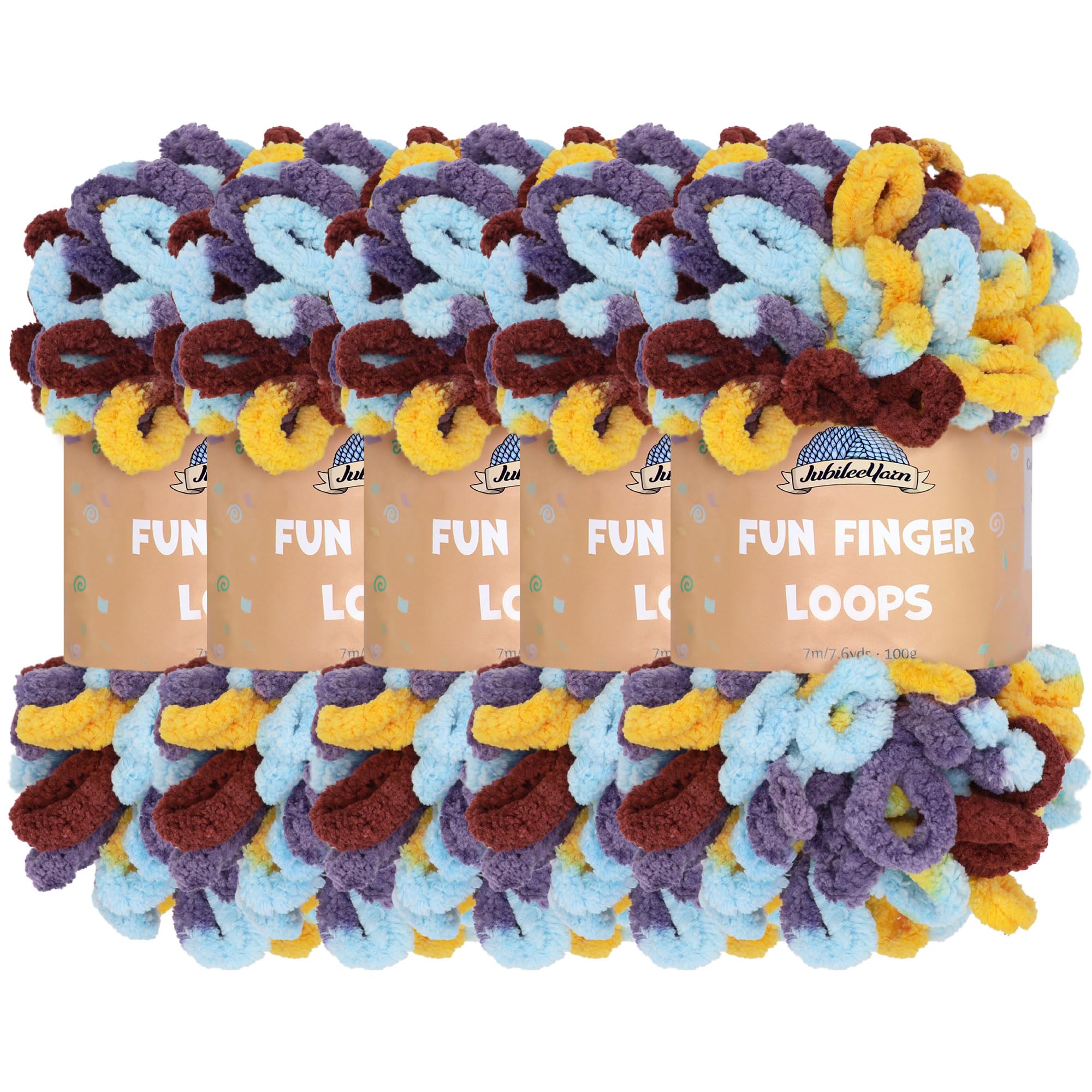 JubileeYarn Fun Finger Loops Yarn - Polyester Jumbo Weight Loop Yarn - 100g/Skein - Iris - 5 Skeins — image 1