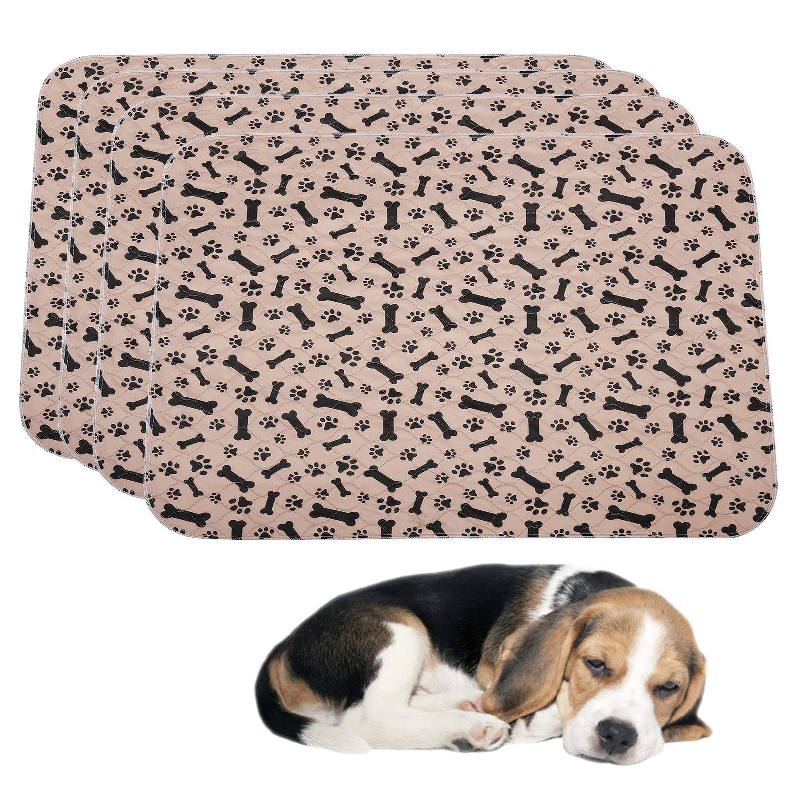 Geyecete Waterproof Dog Mat Non-Slip 4 Pack Puppy Potty Training Pads - Washable Pee Pads for Dogs Reusable Whelping Pads for Dog Crate 45x60 cm-S