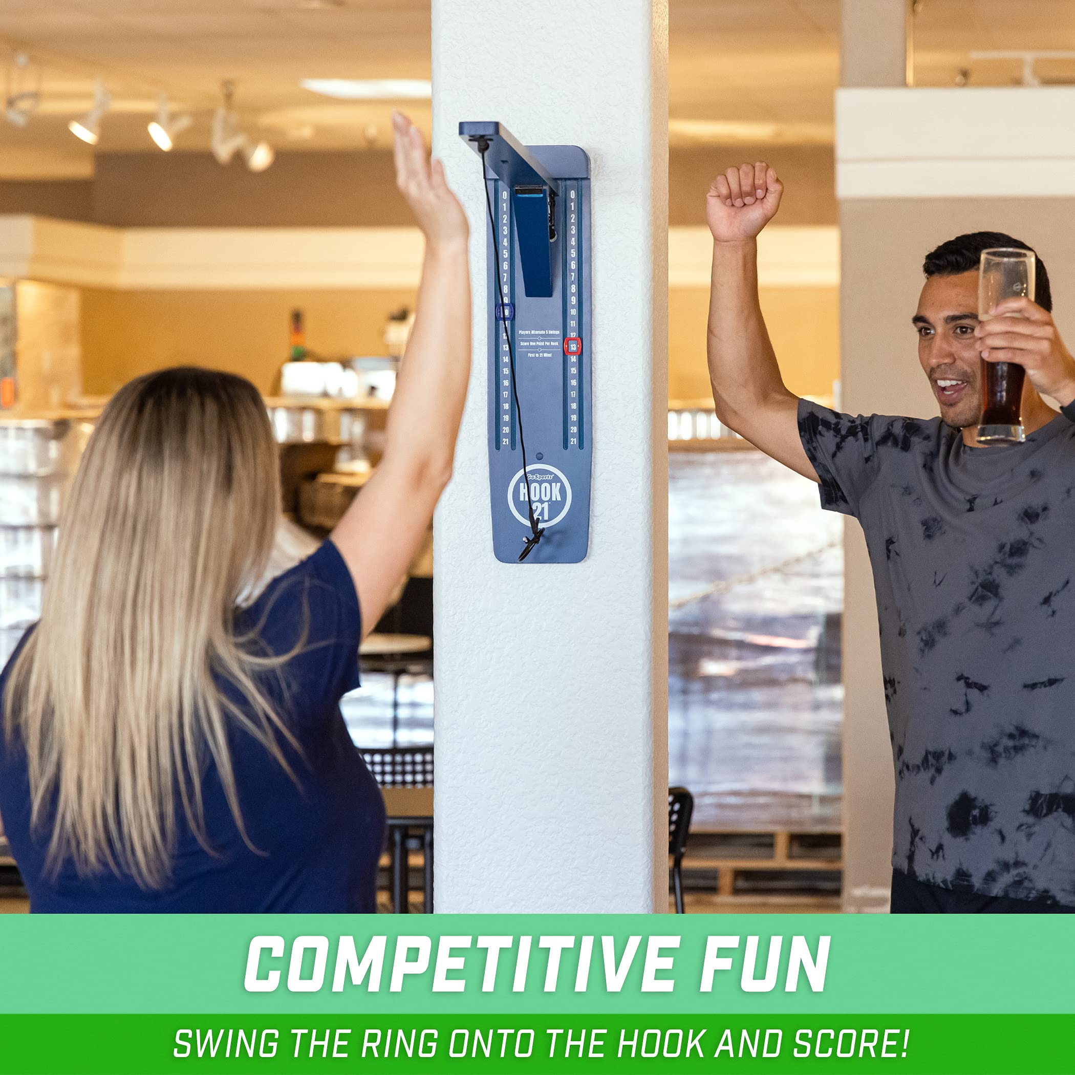 GoSports GoSports Hook 21 Wall Mount Ring Swing Game - Play Indoors or Outdoors with Foldable Arm