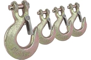 FENGWU 4PCS 1/4-Inch Forged Steel Clevis Slip Hook with Safety Latch, G70 Heavy Duty Towing Winch Hook for Trailer Truck Transport