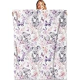 MIEPOS Cute Koala Throw Blanket,50x60in,Soft,Lightweight Flannel,Butterfly Floral Blankets - Gifts for Kids Women,Animal Lovers,for Couch Office Travel,Home Living Room Whimsical Decor