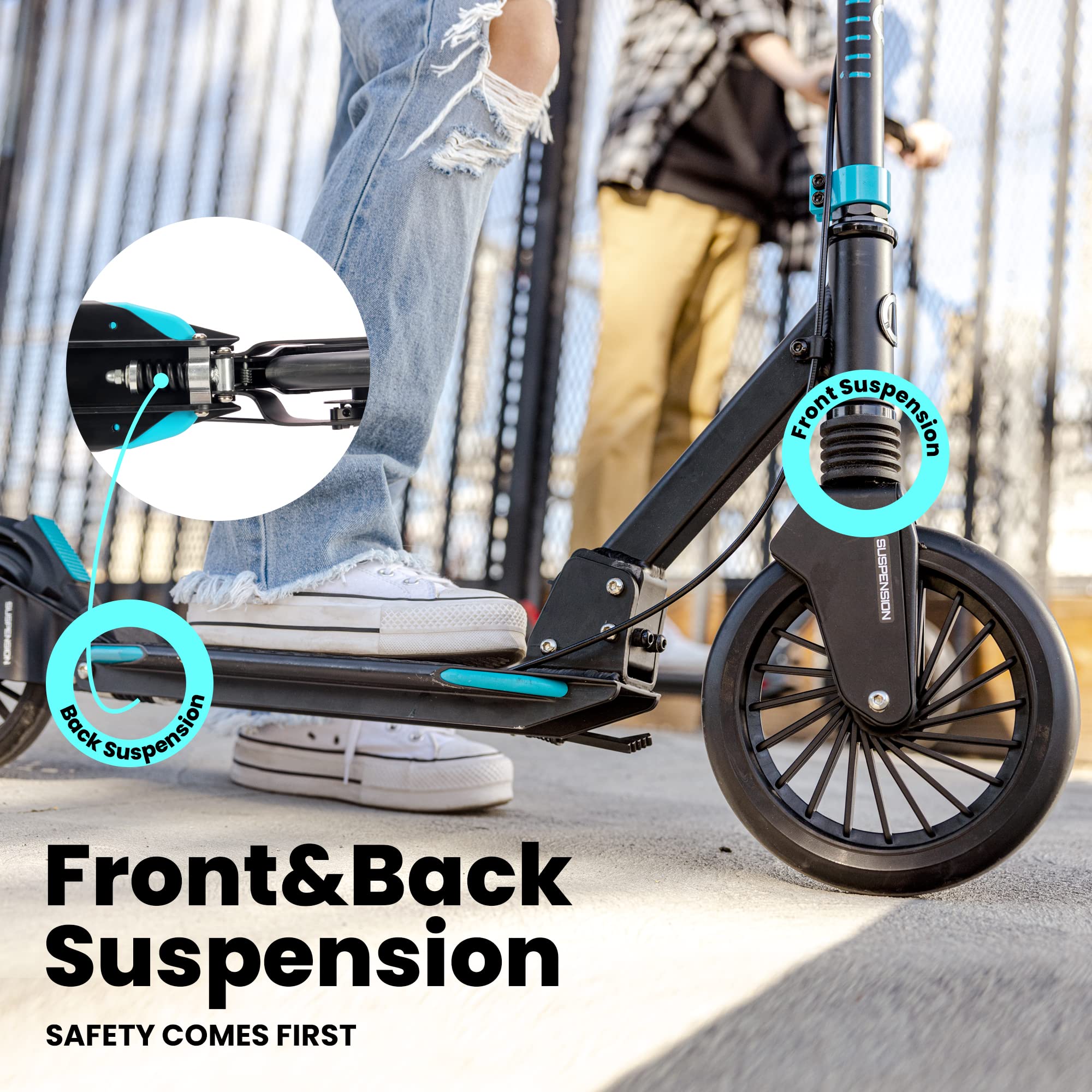 Aero Scooter for Kids 8-12, Teens & Adults | Boys Girls 2 Wheels Kick Scooters | Shock Absorption, Foldable & Height Adjustable