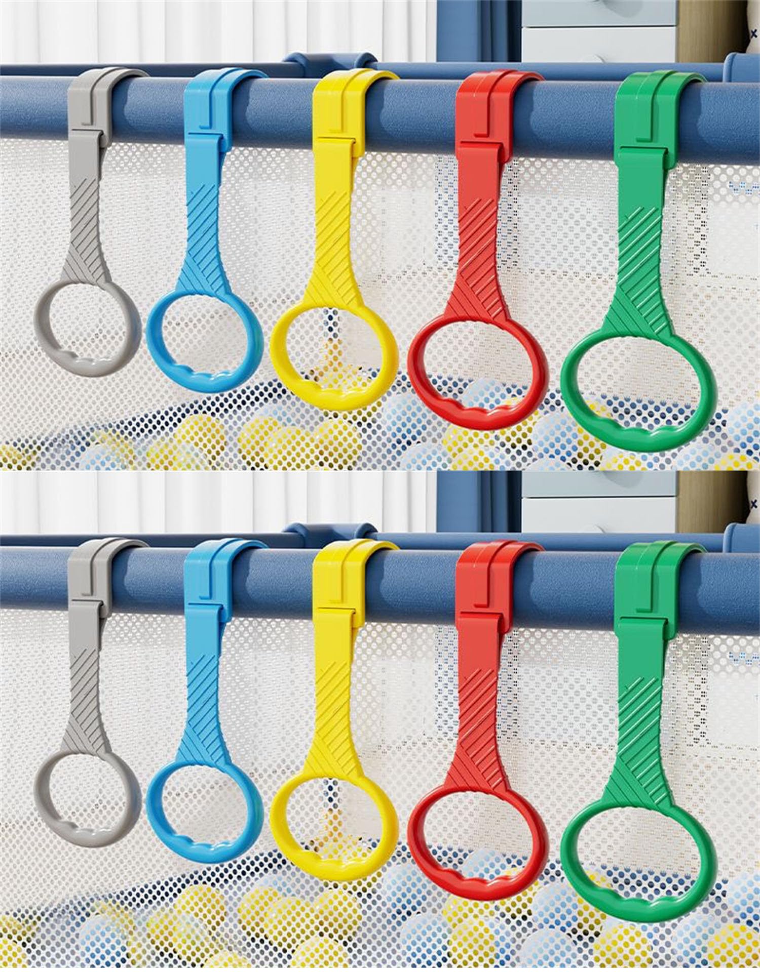 Photo 1 of 10pcs Walk Assistant Plastic Baby Crib Pull Rings for Baby Cot Hanging Rings for Infant Toddler Practice Tool