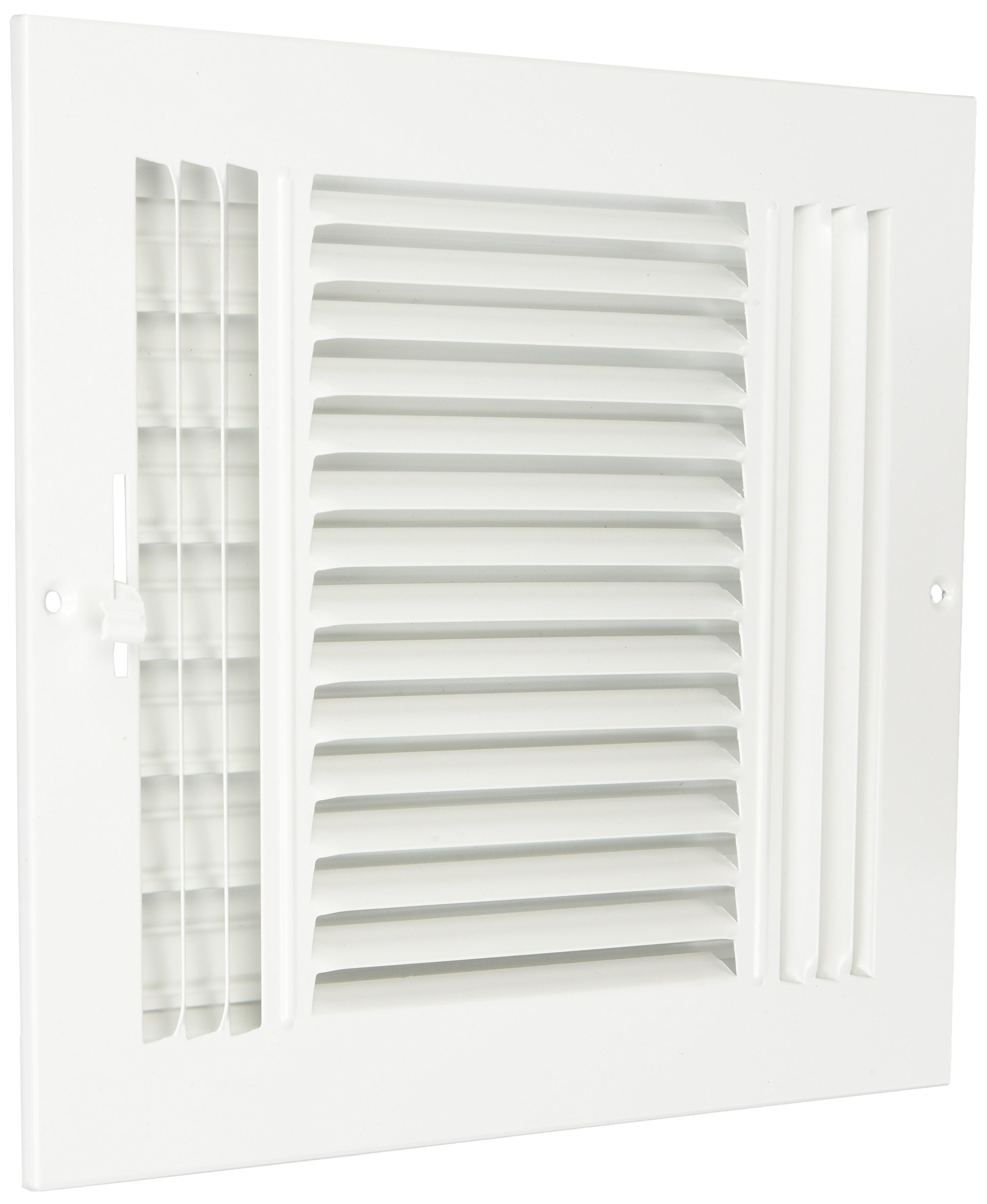 10" x 8" 3-WAY SUPPLY GRILLE - DUCT COVER & DIFUSER - Flat Stamped Face - White