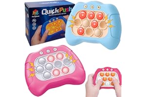 WGKK 2 Pc New Speed Push Handheld Game Machine-Fidget Console,Quick Push Light Up Pop Game for Adults and Kids,Music Whack A Mole Stress Relief Fidget Toys,Squeeze Poppet Sensory Push Pop Bubble Toy (PB)