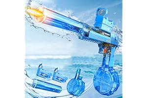 J JINPEI Electric Water Gun, Automatic Squirt Guns with Muzzle Flash Up to 36FT Range, 425CC Strongest Water Pistol,Water Blasters for Kids Adults Outdoor Summer Swimming Pool Beach Game