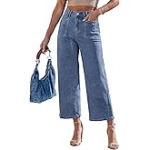 luvamia Wide Leg Jeans Woman Cropped Trendy Patch Pocket High Waisted 2026 Baggy Loose Straight Leg Stretchy Denim Pants