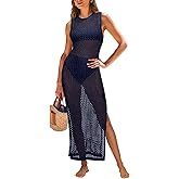 ANRABESS Womens Swimsuit Cover Up Sleeveless Hollow Knit Bikini Swimwear Bathing Suit Coverup Crochet Beach Dress