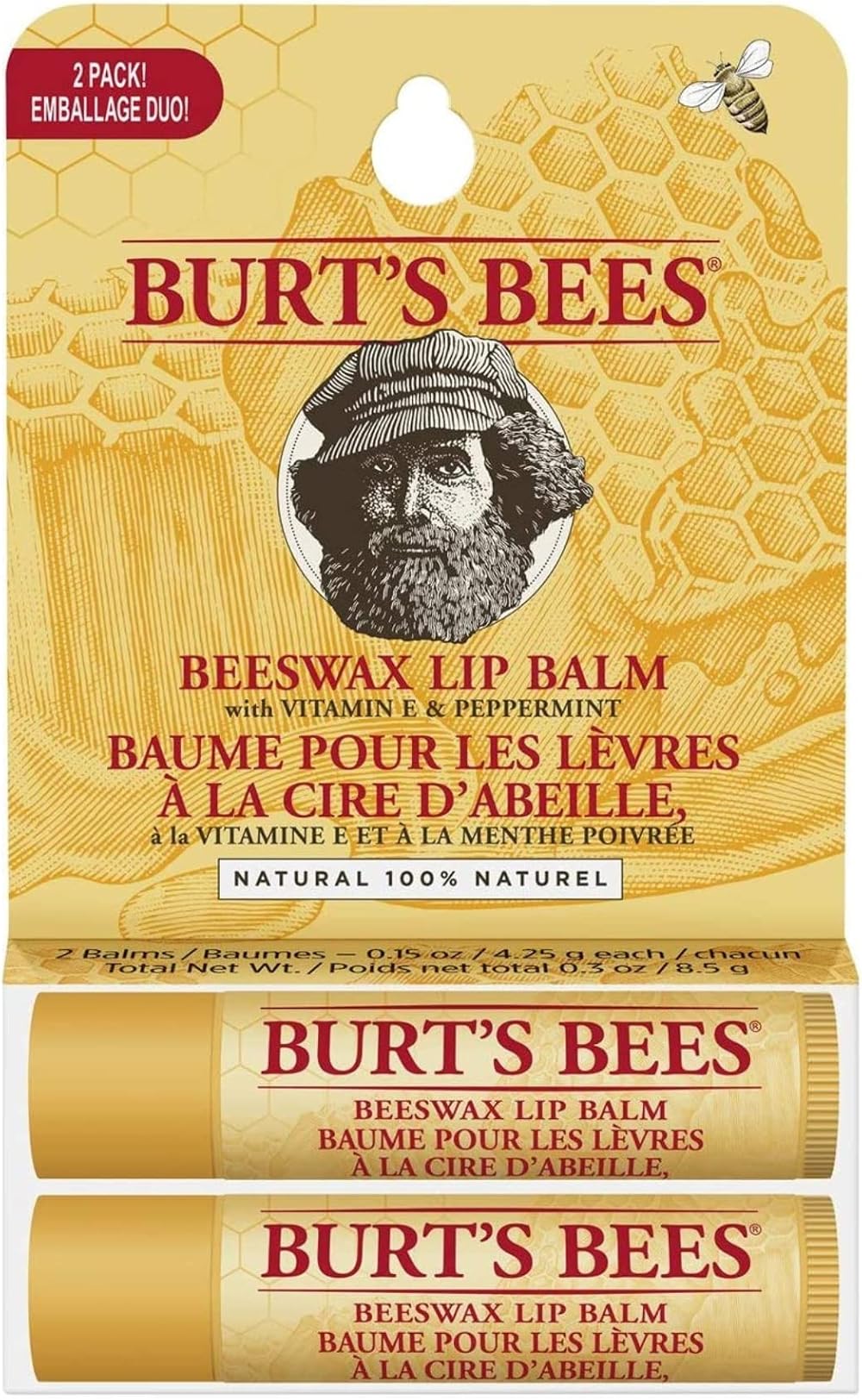 Burt's Bees Lip Balm Multipack 2x4.25g Beeswax Vitamin E Lip Care
