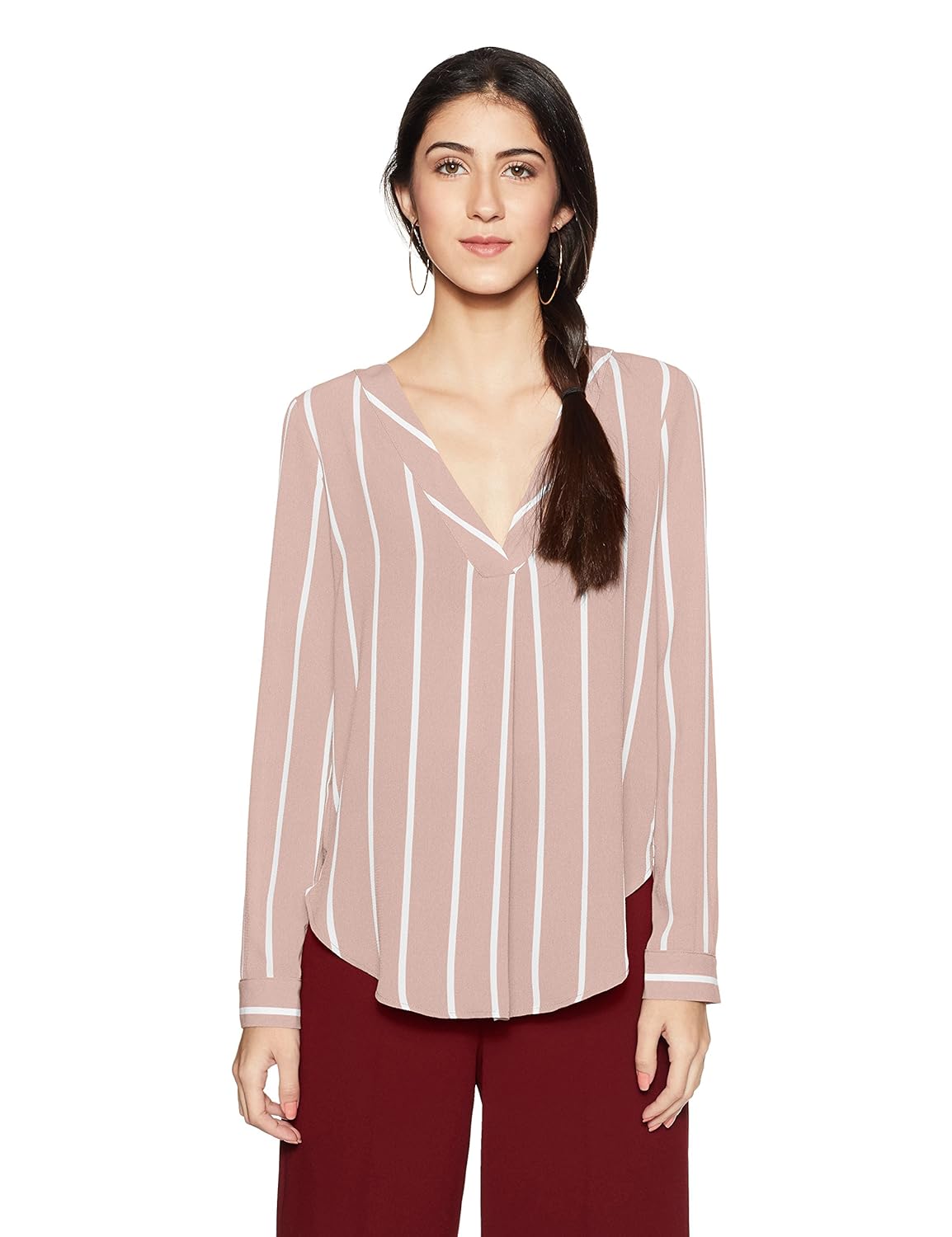 forever 21 women's striped regular fit shirt
