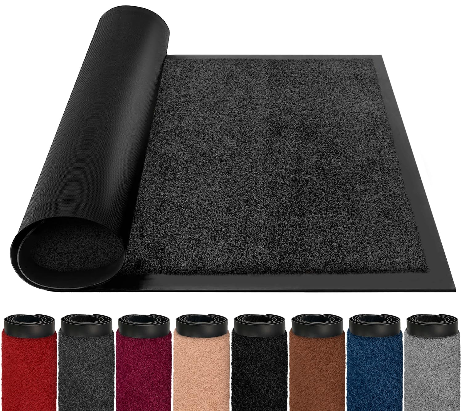 BLADO Door Mats Indoor Outdoor Heavy Duty Dirt Trapper - Non Slip Washable Door Mat with Rubber Backing Super Absorbent Floor Mat for Home, Offices (60cm x 120cm, Anthracite)