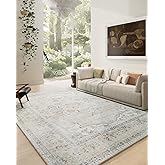 Area Rugs 9x12 Living Room: Washable Rugs for Bedroom Stain Resistant Non Slip Distressed Vintage Large Boho Rug Low Pile Faux Wool Soft Carpets for Living Room Dining Room Farmhouse Playroom