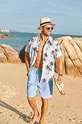 COOFANDY Men's Hawaiian Matching Set Summer Beach 2