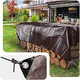 VOUNOT 1.5x6m Waterproof Tarpaulin 240 g/m² Heavy Duty Aluminum Eyelets Brown view 5