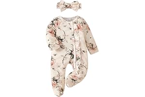 Yvowming Newborn Baby Girl Clothes Ruffle Jumpsuit Romper Infant Coming Home Outfit for Baby Girl