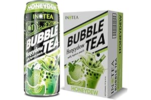 Bubble Tea Inotea Honeydew Bubble Tea Drink. Ready to Drink in a Can. Green Milk Tea with Boba 16.6 oz Can(Pack of 24) (Honeydew)