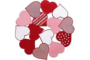 OWENIE Valentine' s Day Placemats Set of 4, Embroidered Red Heart Round Placemat for Kitchen Dining Table,15" Doily for Mother Day Decoration