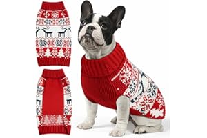 AURUZA Christmas Dog Sweaters for Small Medium Large Dogs Girl, Soft Warm Pup Dogs Shirt, Turtleneck Double Knitting Collar for Outdoors Playing, Warm Dog Cat Clothes (Deer, M)