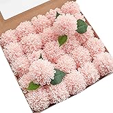 Floroom Artificial Dahlia Flowers 25pcs Real Looking Blush Foam Fake Roses with Stems for DIY Wedding Bouquets Pink Bridal Shower Centerpieces Floral Arrangements Party Tables Home Decoration
