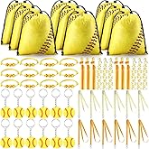Abbylike 60 Pcs Softball Favors Softball Gifts for Team 12 Drawstring Bags 12 Hair Ties 12 Bracelets 12 Lanyards 12 Keychains for Sports