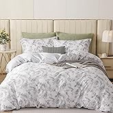 OAITE Duvet Cover Set,100% Cotton Comforter Cover with Leaf Pattern Duvet Cover Set,Soft Bedding Set Includes with 3 Piece (2 Pillow Shams,1 Duvet Cover)