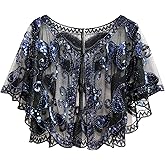 1920s Women’s Shawl Wraps Sequin Beaded Bridal Shawls Flapper Evening Cape
