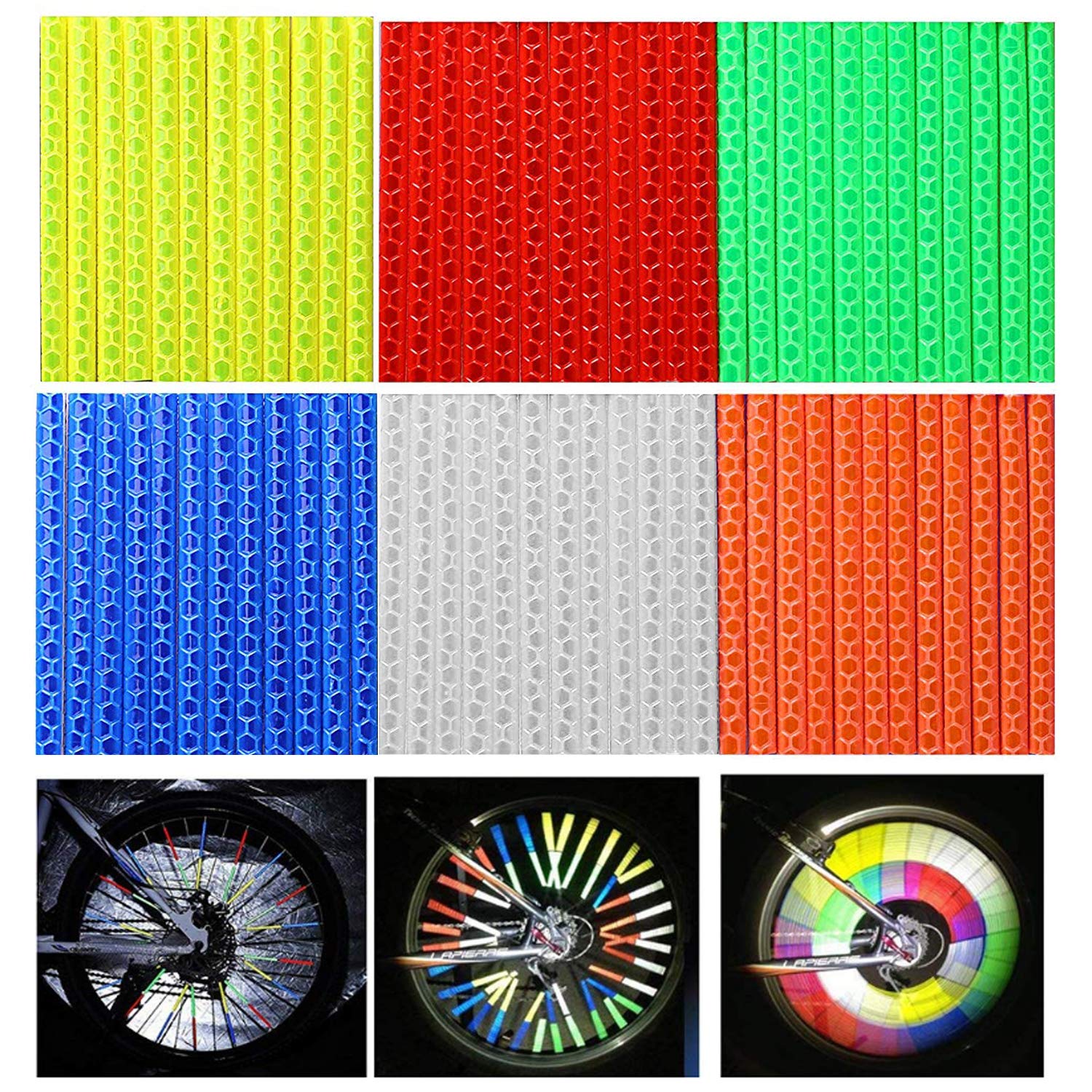 WENTS Bike Spoke Reflector Bicycle Cycling Reflective Clip Spoked Wheels for Kids Adult Bike Easy Mount 72pcs 6 colours